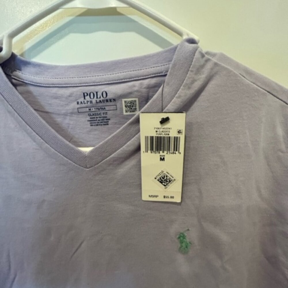 Ralph Lauren Shirts | V Neck Ralph Lauren Tee | Color: Purple | Size: M |